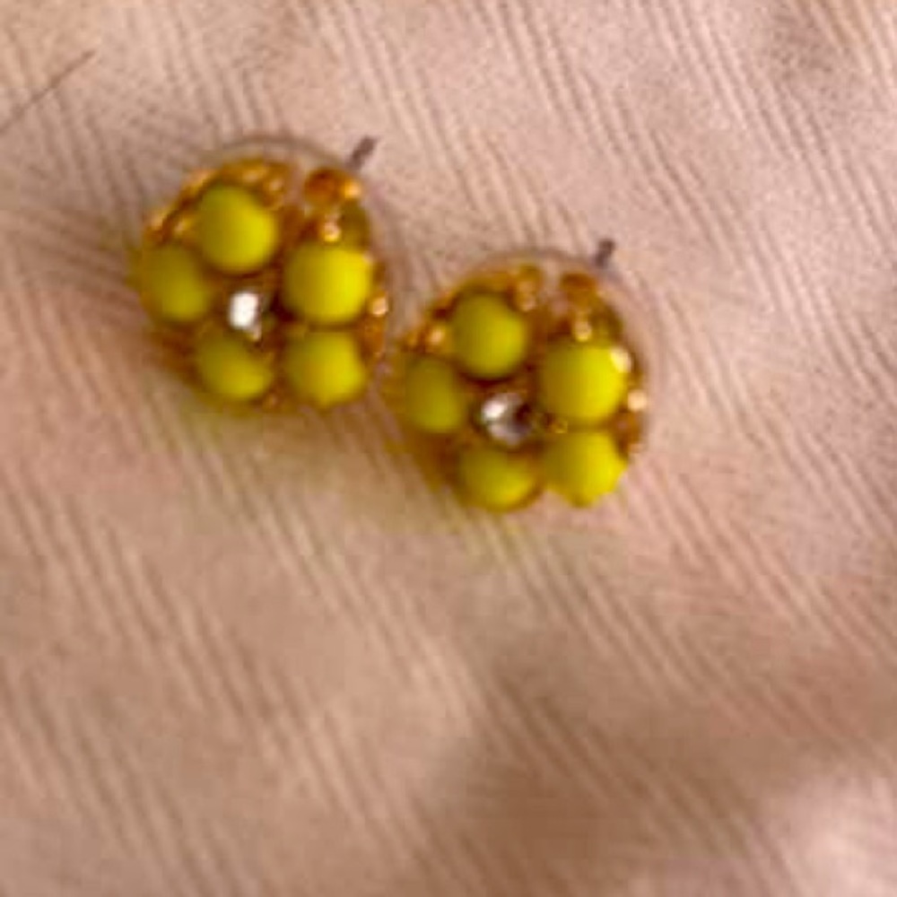 JCREW Neon Yellow Flower Earrings